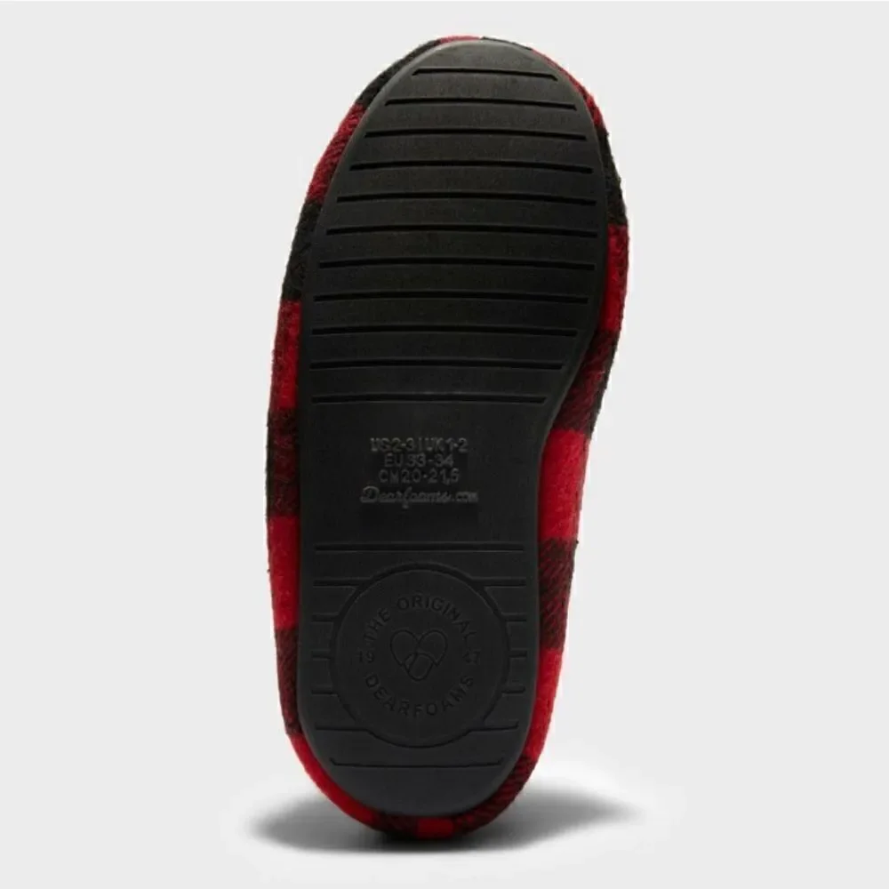 NEW! Dluxe by Dearfoams Braydon Moccasin Kids Slippers Red Plaid
